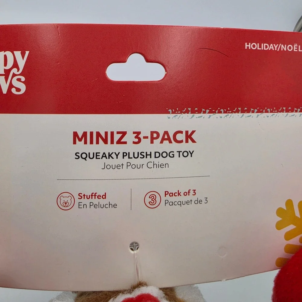 ZippyPaws Holiday Miniz 3-Pack Festive Friends Squeaky Plush Dog Toys ZPC097 NWT